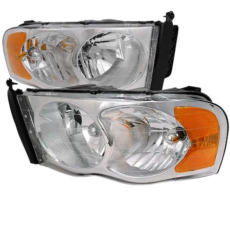 Spec-D Tuning 02-05 Dodge Ram Crystal Housing Headlights Chrome 2LH-DGP02-RS